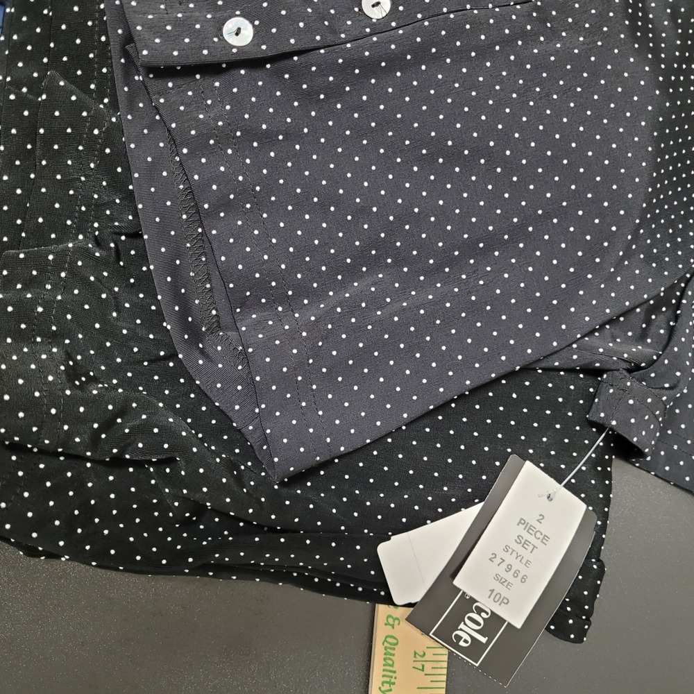 Ronni Nicole Petite Polka Dot Maxi Dress and Jacket 2pc Set Black White 10P - Picture 8 of 9